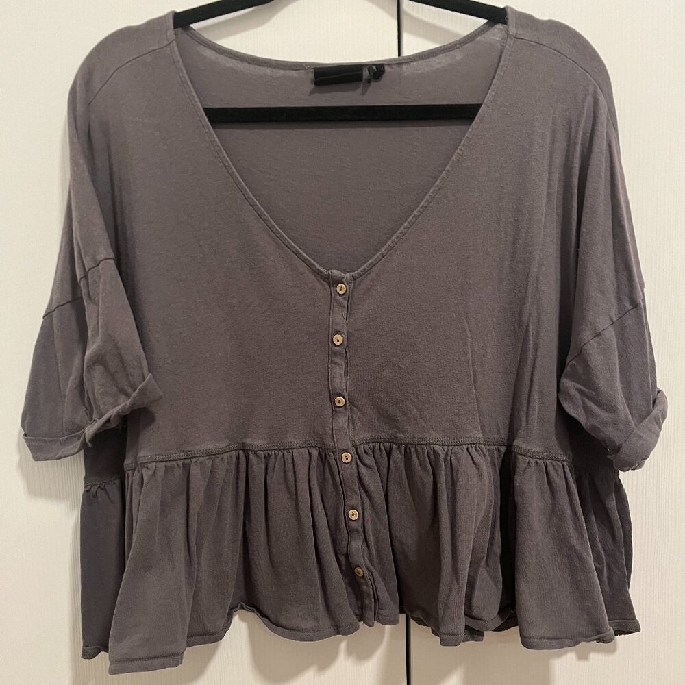 Urban Outfitters Out from Under Lainey Babydoll Top - Dark Grey/Purple - Size M